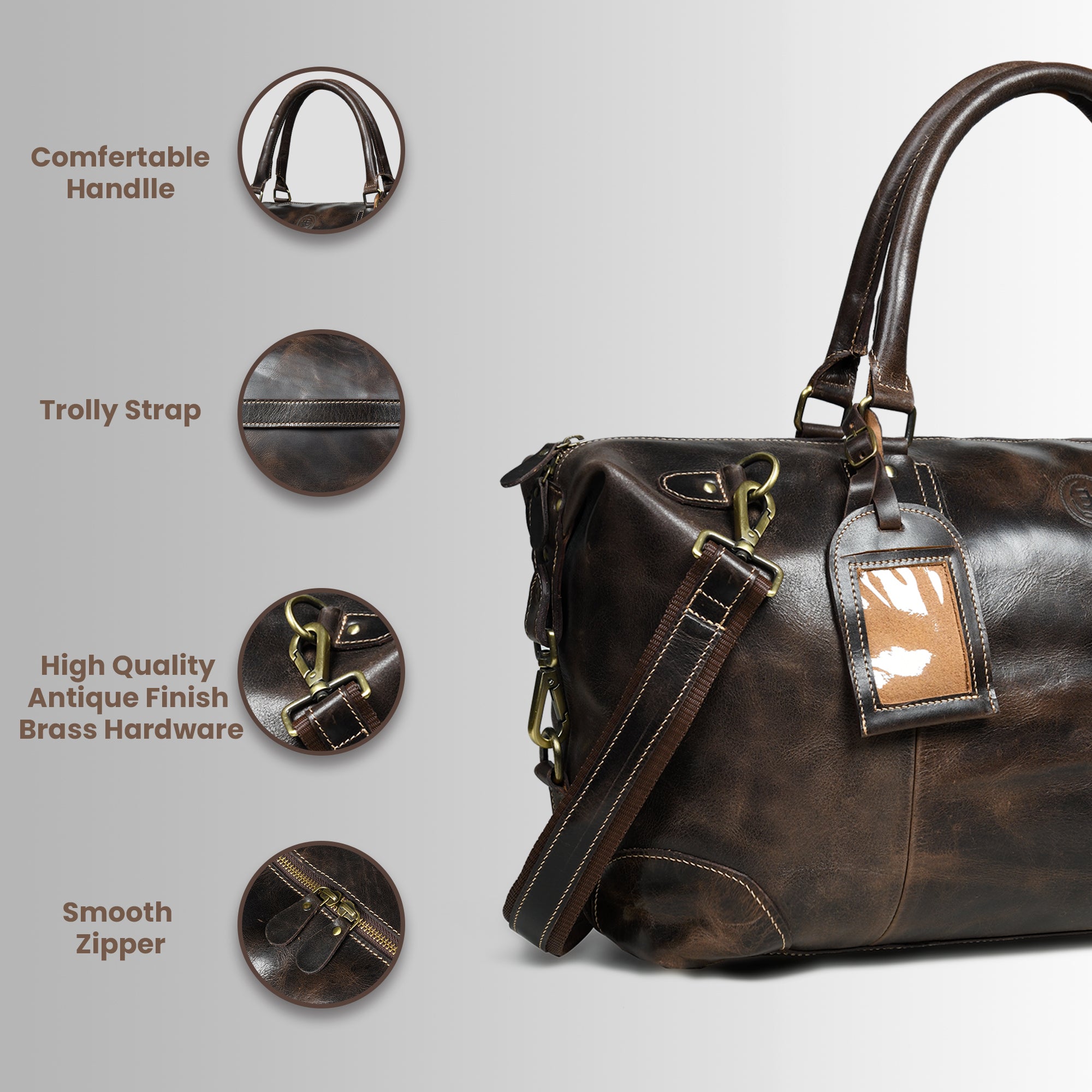 The Regent Voyager – Vintage Leather Travel Duffle Bag